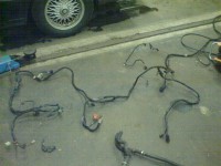 Kabelbaum die Zweite, vorderer Teil, Anschluss Steuergerät (rechts), Klima (Mitte) und Gebläsekasten (links)