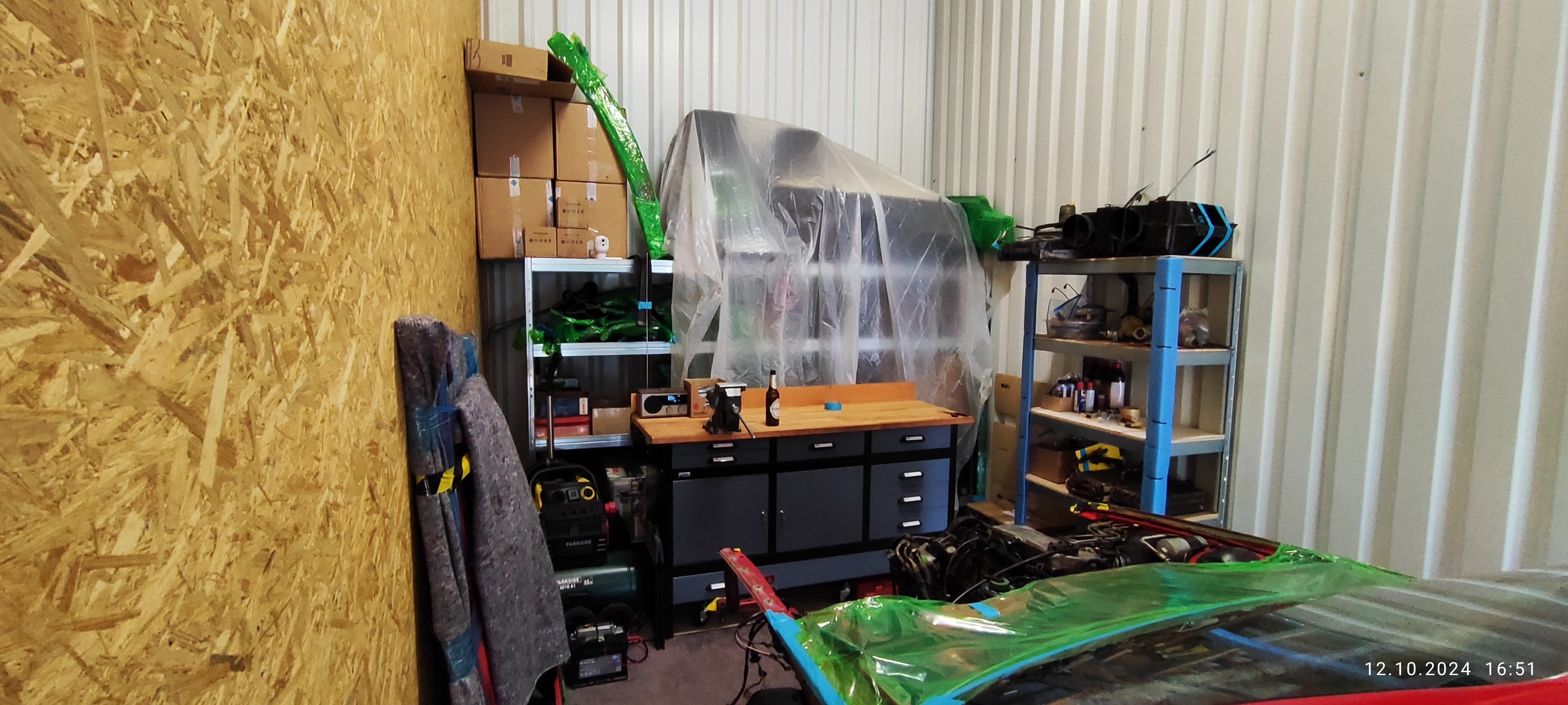 Garage und Auto für Winderpause vorbereiten