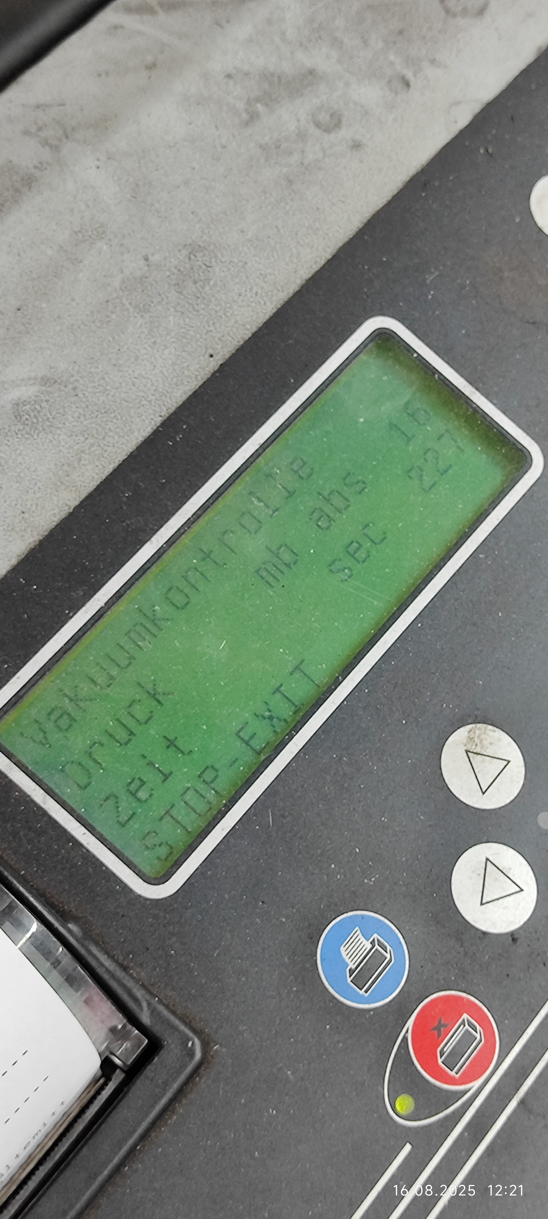 Vakuumkontrolle nach Evakuierung