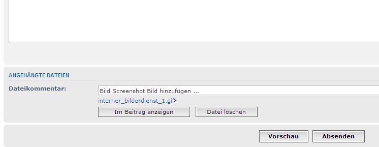 &quot;Im Beitrag anzeigen&quot;, sprich BBCODE des Bildes einfügen ...